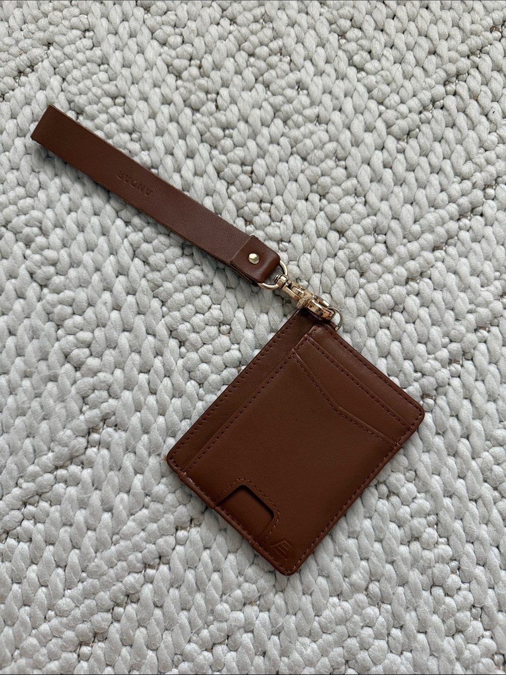 Leather Wristlet Card Holder in Brown
